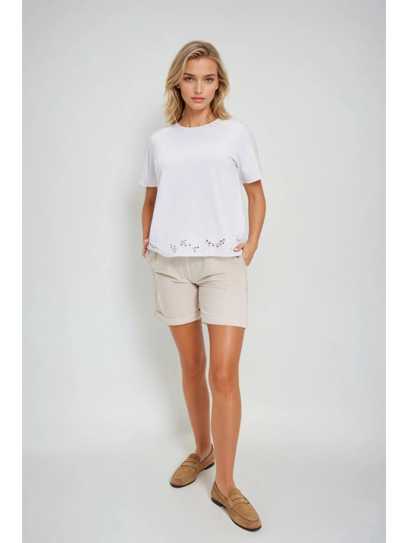Moodo Бял топ с мадейра кант