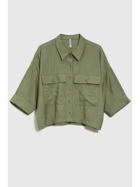 Moodo Каки свободна риза с къс ръкав