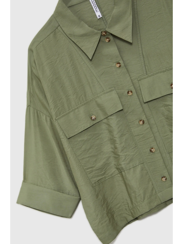 Moodo Каки свободна риза с къс ръкав