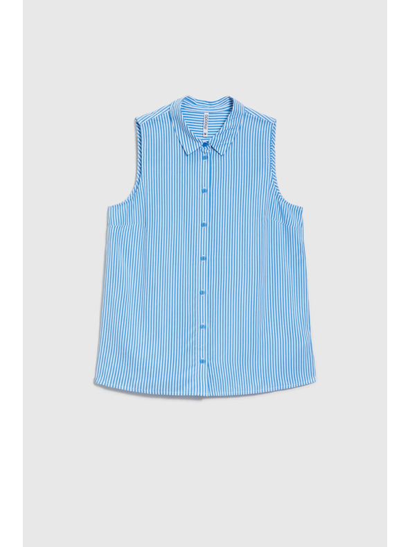 Moodo Синьо-бяла раирана риза без ръкави