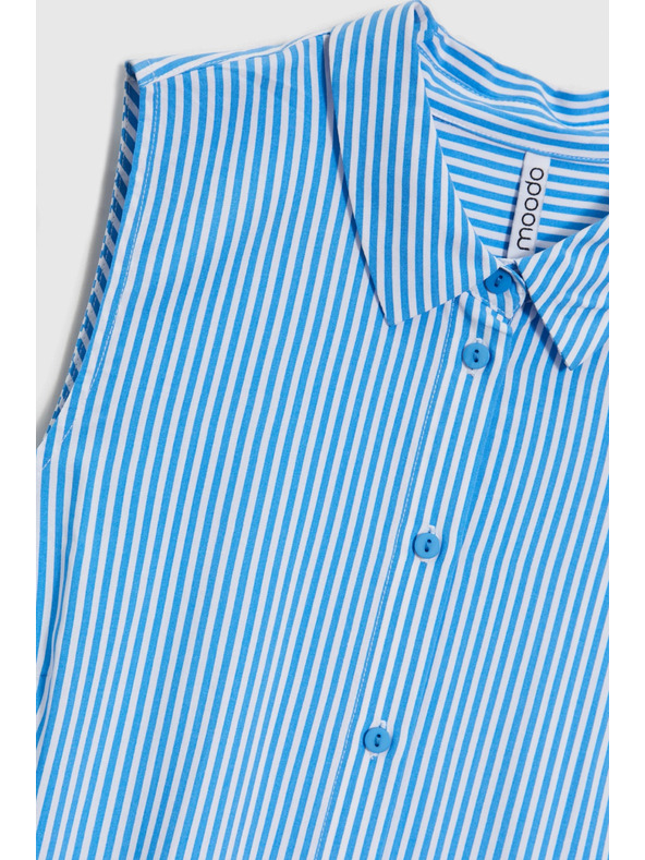 Moodo Синьо-бяла раирана риза без ръкави