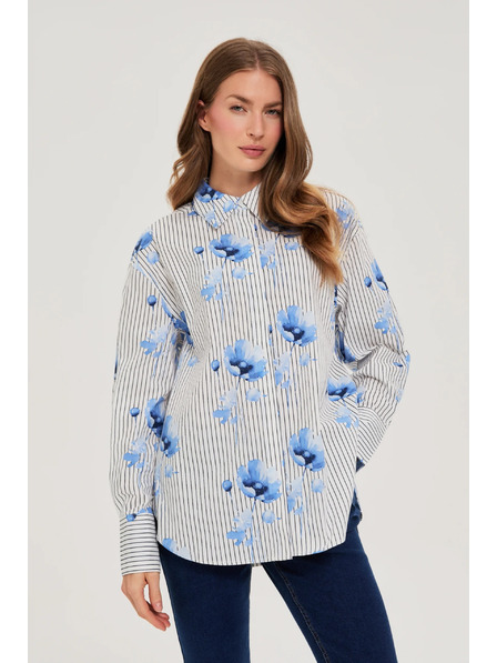 Moodo Дамска риза Moodo – бяла/синя