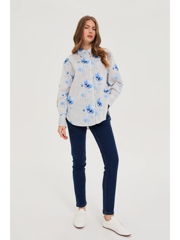 Moodo Дамска риза Moodo – бяла/синя
