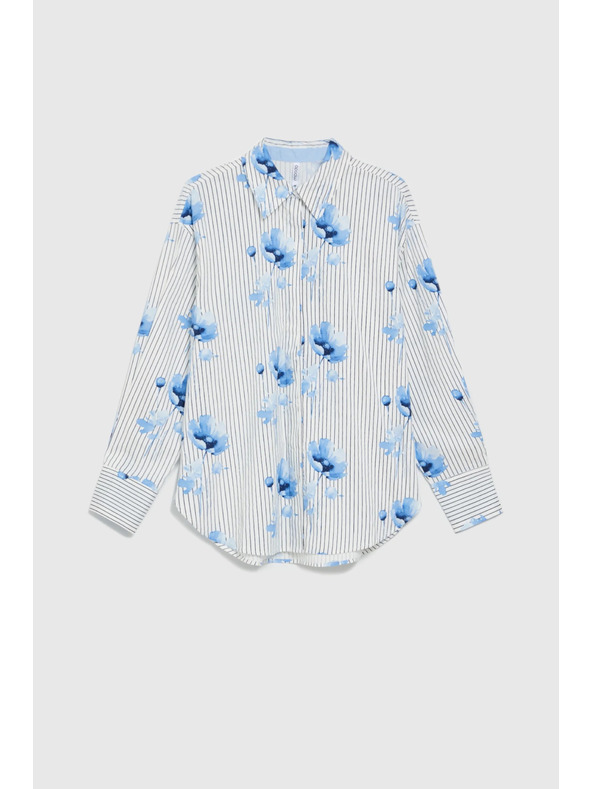 Moodo Дамска риза Moodo – бяла/синя