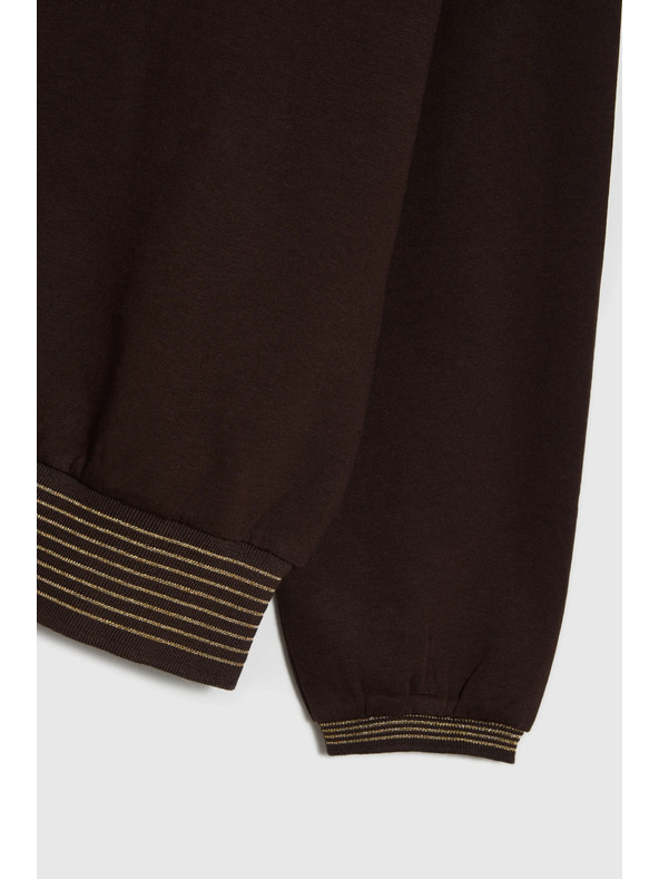 Moodo Кафяв суитшърт със златни детайли Moodo