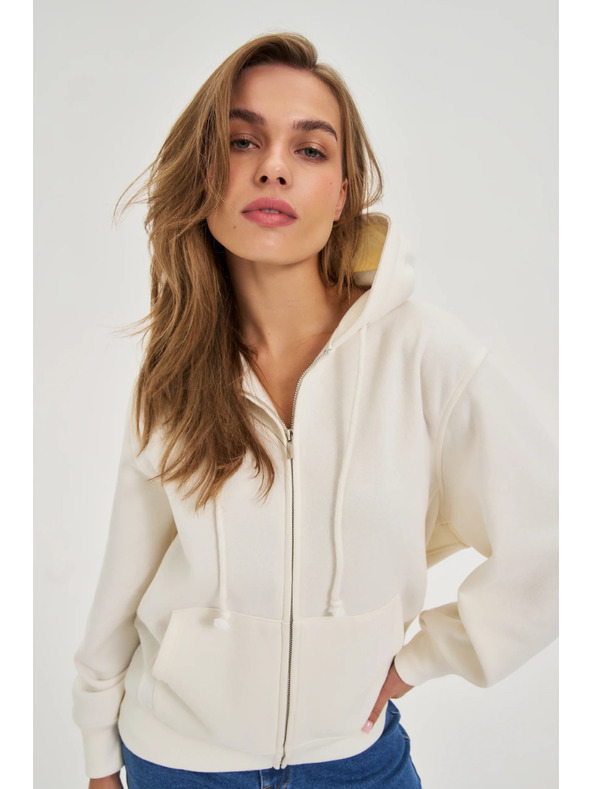 Moodo Дамски суитшърт с цип Moodo – бял цвят