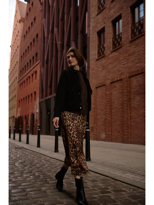 Moodo Дамска леопардова пола Moodo - кафява