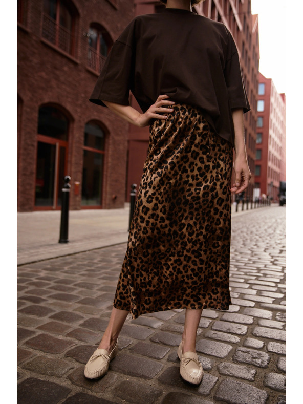 Moodo Дамска леопардова пола Moodo - кафява