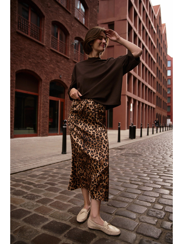 Moodo Дамска леопардова пола Moodo - кафява