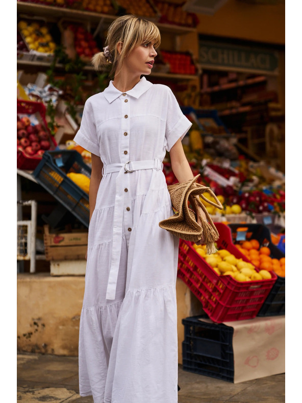 Moodo Дамски дълги ризови рокли Moodo - бели