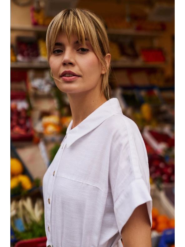 Moodo Дамски дълги ризови рокли Moodo - бели