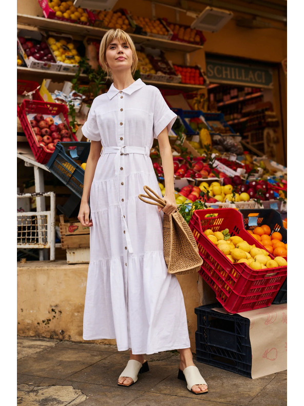 Moodo Дамски дълги ризови рокли Moodo - бели