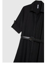 Moodo Дамски черни ризови рокли с колан