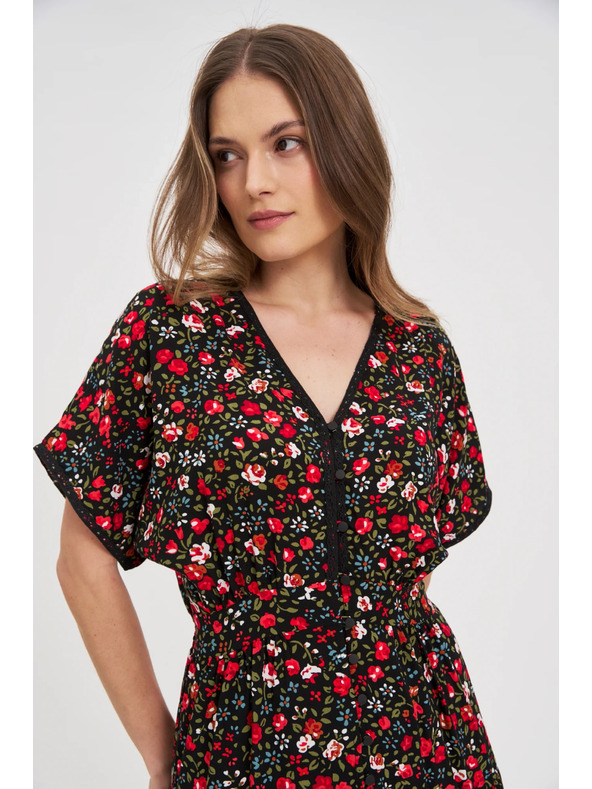 Moodo Дамски рокли Moodo червено-черни