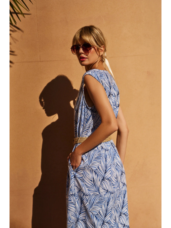 Moodo Светло сини рокли с колан