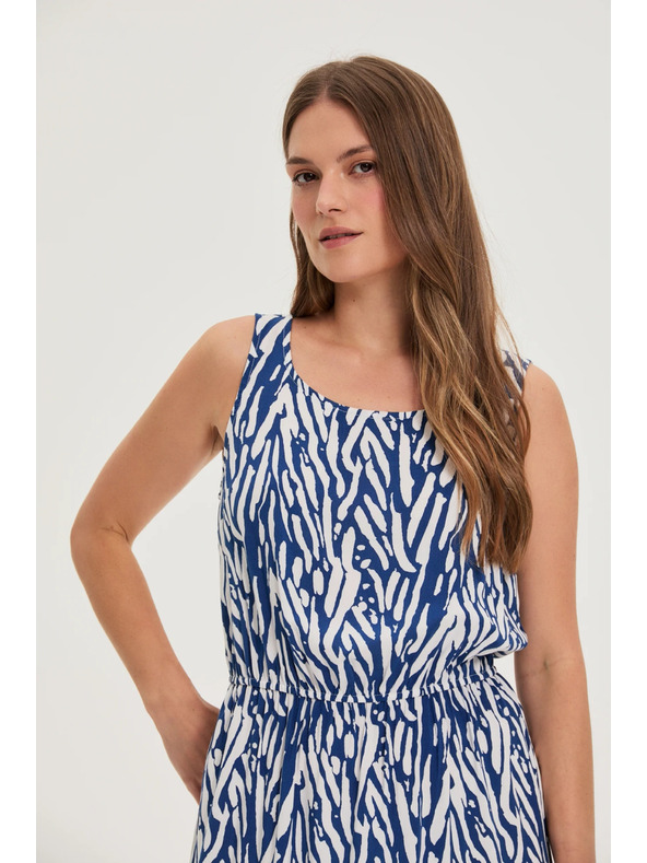 Moodo Дамска рокля Moodo синьо-бяла