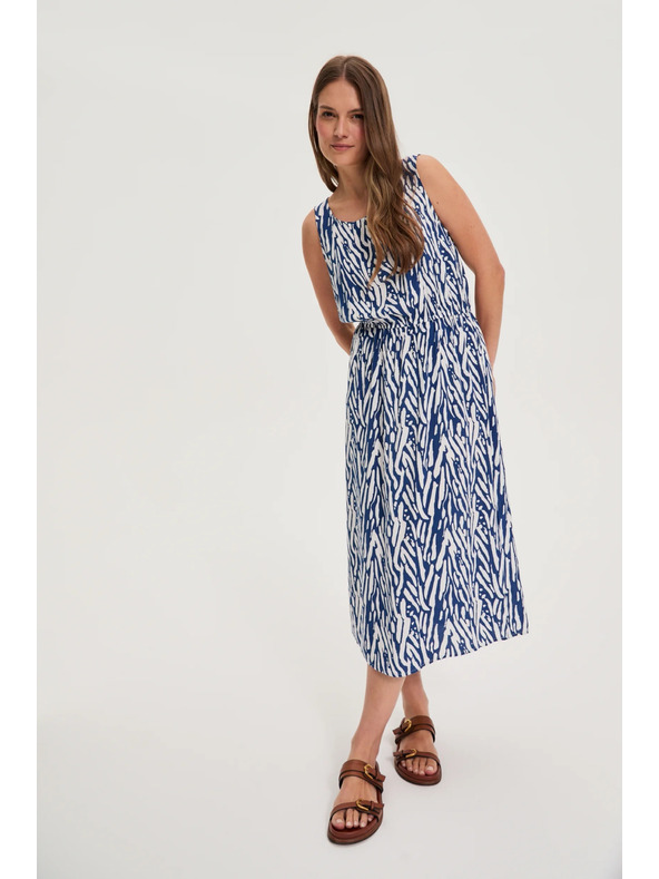 Moodo Дамска рокля Moodo синьо-бяла