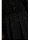 Moodo Черна блестяща рокля с прозрачни ръкави Moodo