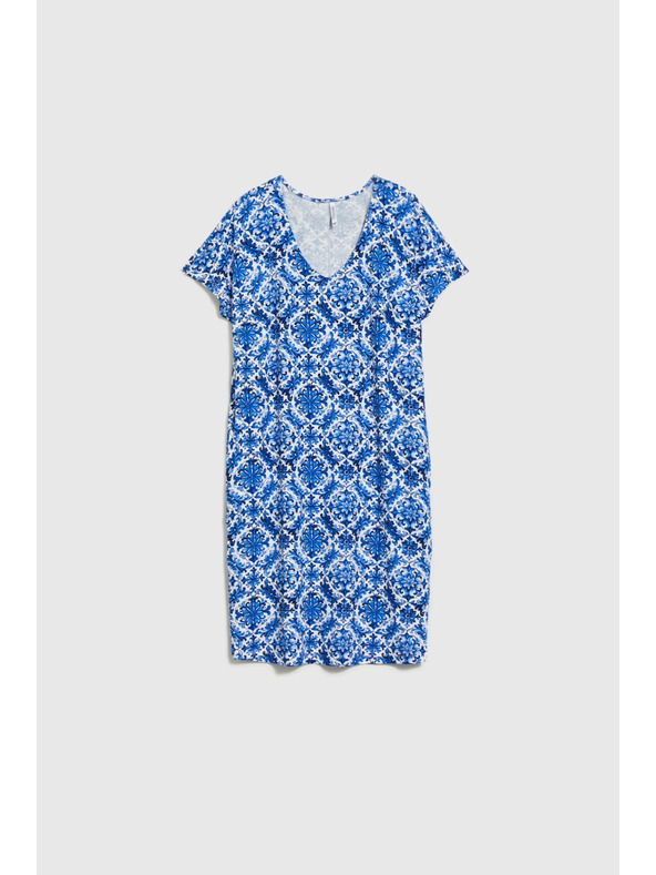 Moodo Дамска рокля Moodo синьо-бяла