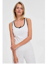 Moodo Дамски бял потник с черен кант