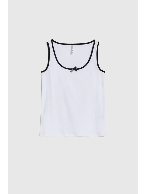 Moodo Дамски бял потник с черен кант