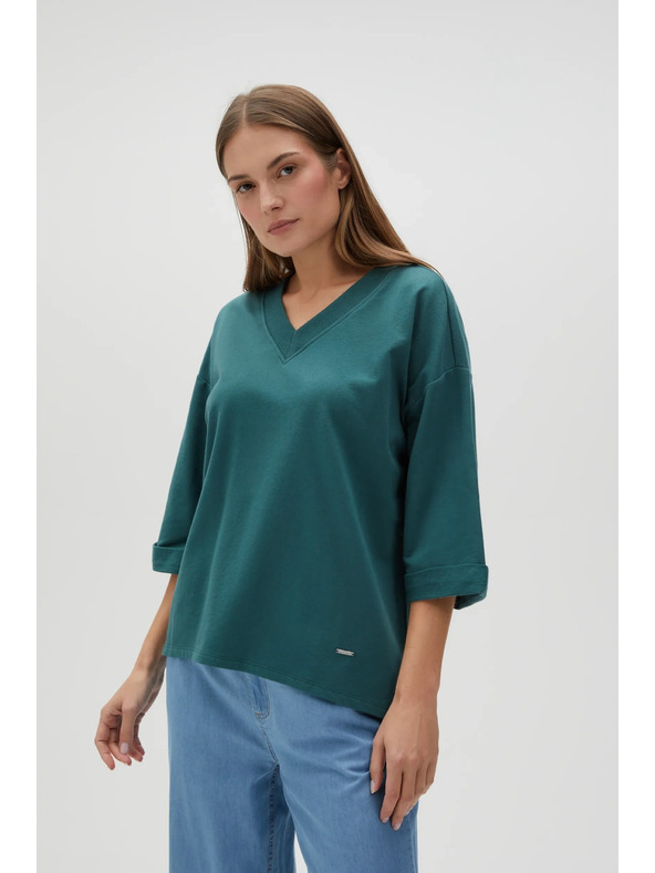 Moodo Зелен суитшърт с тричетвъртови ръкави