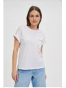Moodo Дамска тениска със сребриста апликация Moodo – бяла