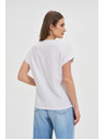 Moodo Дамска тениска със сребриста апликация Moodo – бяла