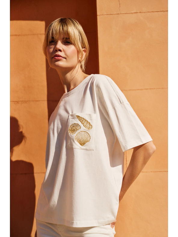 Moodo Дамска бяла тениска с принт