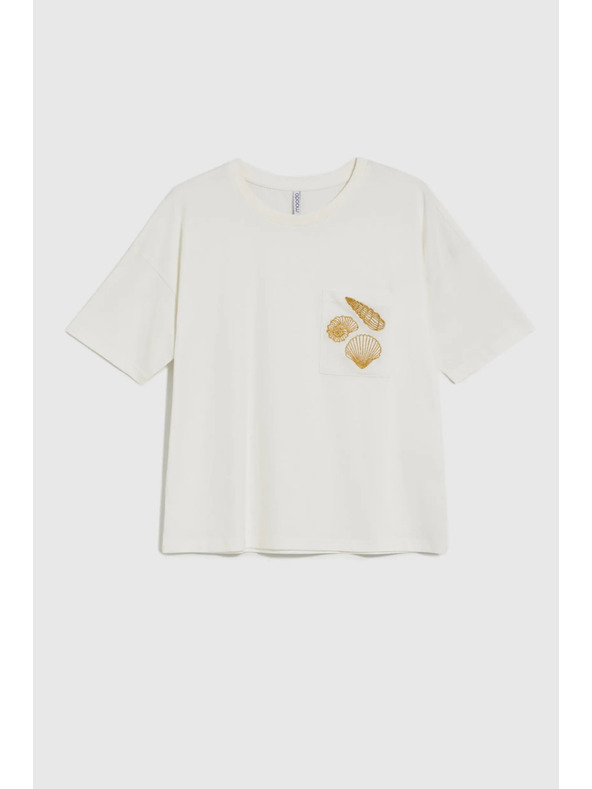 Moodo Дамска бяла тениска с принт