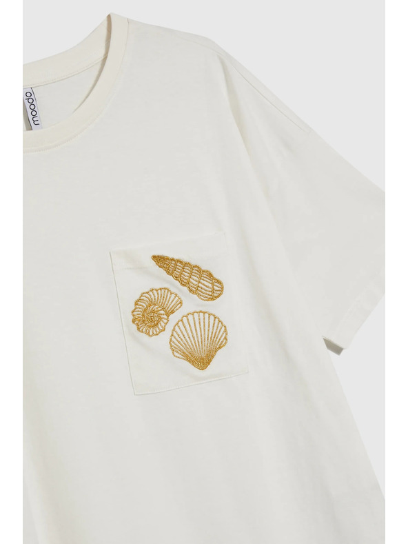 Moodo Дамска бяла тениска с принт