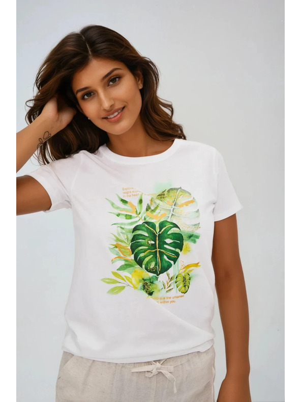 Moodo Дамска бяла тениска с принт