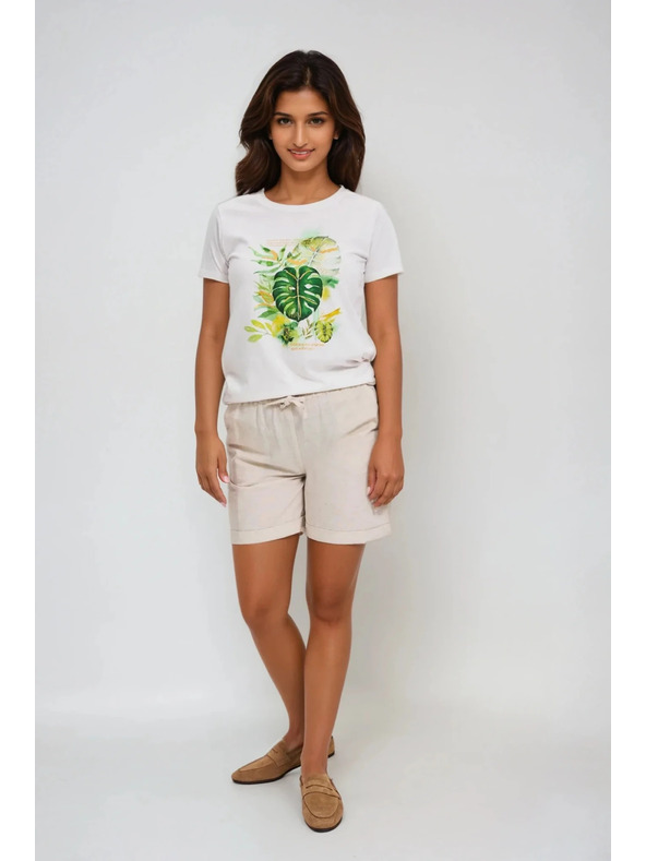 Moodo Дамска бяла тениска с принт