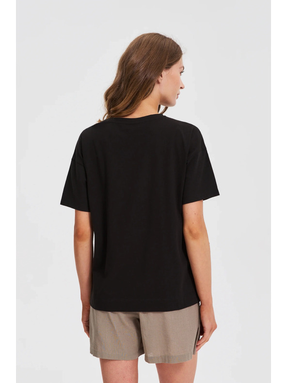 Moodo Дамска черна тениска с принт