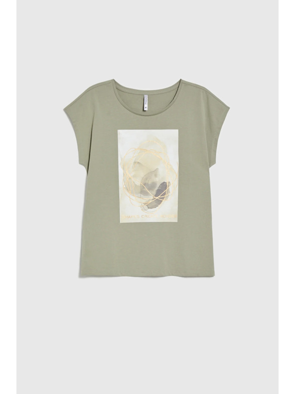 Moodo Дамска тениска с принт Moodo – маслинена