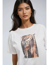 Moodo Дамска тениска с принт Moodo – бяла