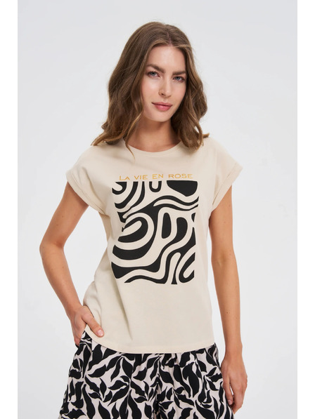 Moodo Дамска тениска Moodo – бежова