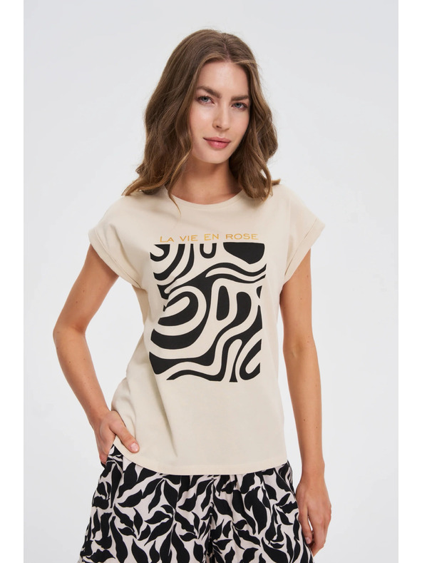 Moodo Дамска тениска Moodo – бежова