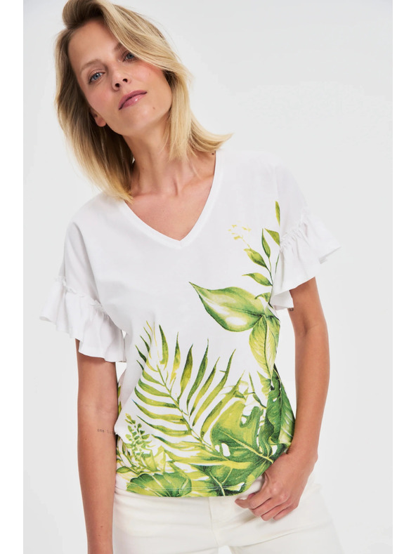 Moodo Бяла топ блуза с флорален принт