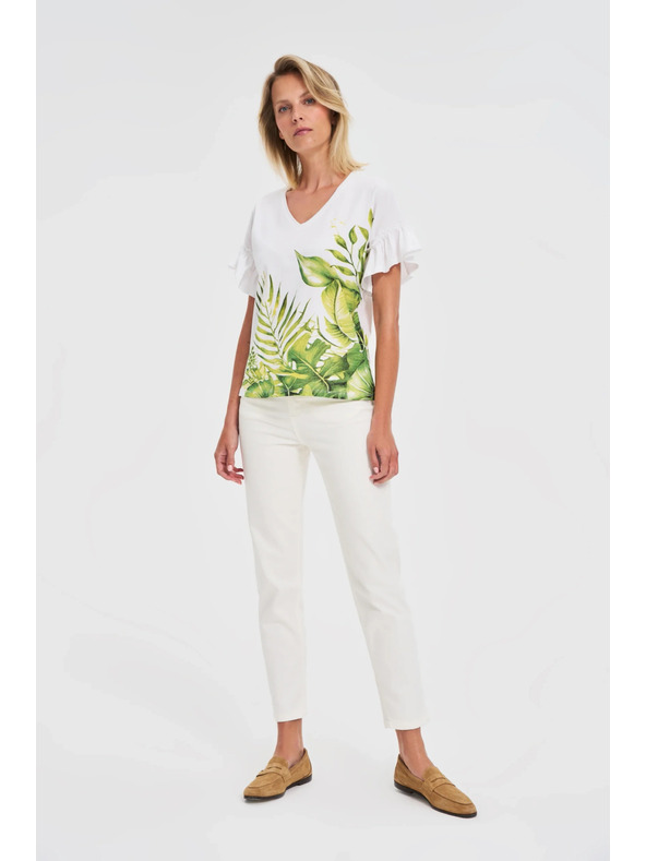 Moodo Бяла топ блуза с флорален принт