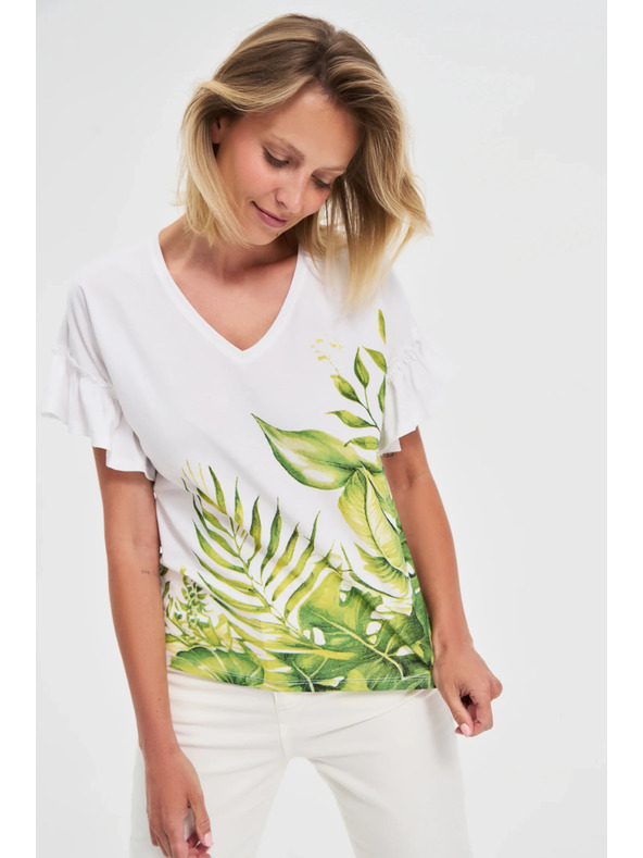 Moodo Бяла топ блуза с флорален принт