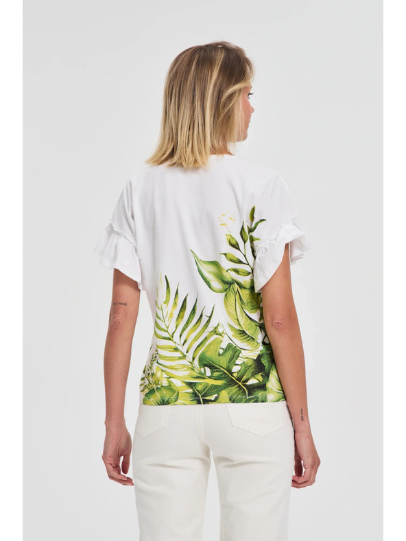 Moodo Бяла топ блуза с флорален принт