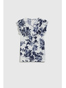 Moodo Дамска тениска Moodo – бяла с сини цветя