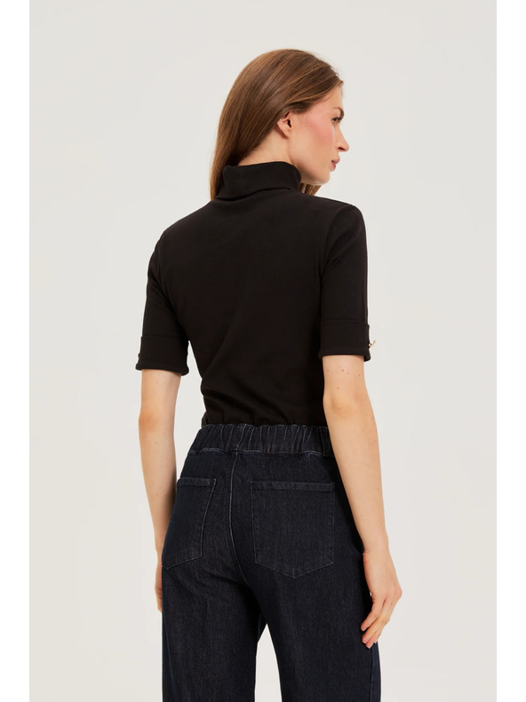 Moodo Черен поло с 3/4 ръкави Moodo