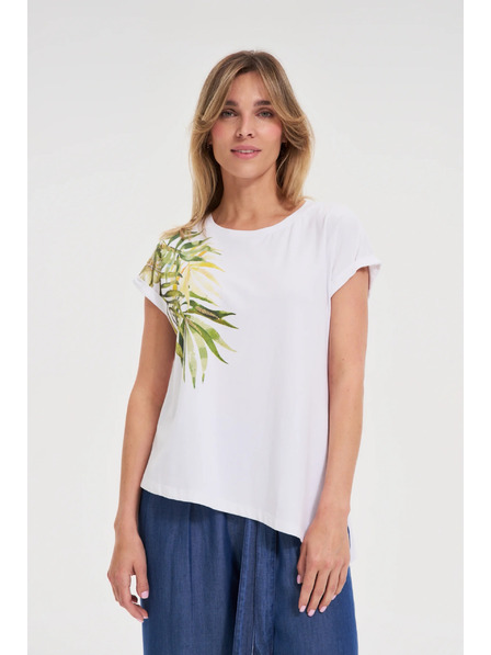 Moodo Дамска асиметрична тениска Moodo – бяла