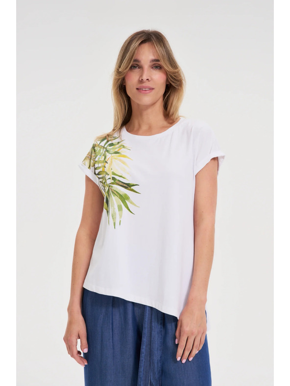 Moodo Дамска асиметрична тениска Moodo – бяла