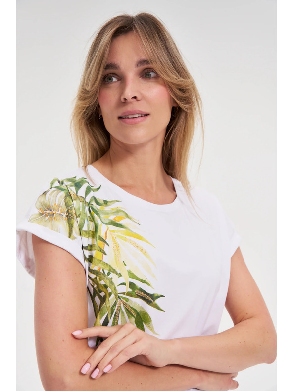 Moodo Дамска асиметрична тениска Moodo – бяла