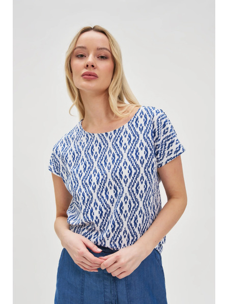 Moodo Синьо-бяла щампована тениска