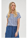 Moodo Синьо-бяла щампована тениска
