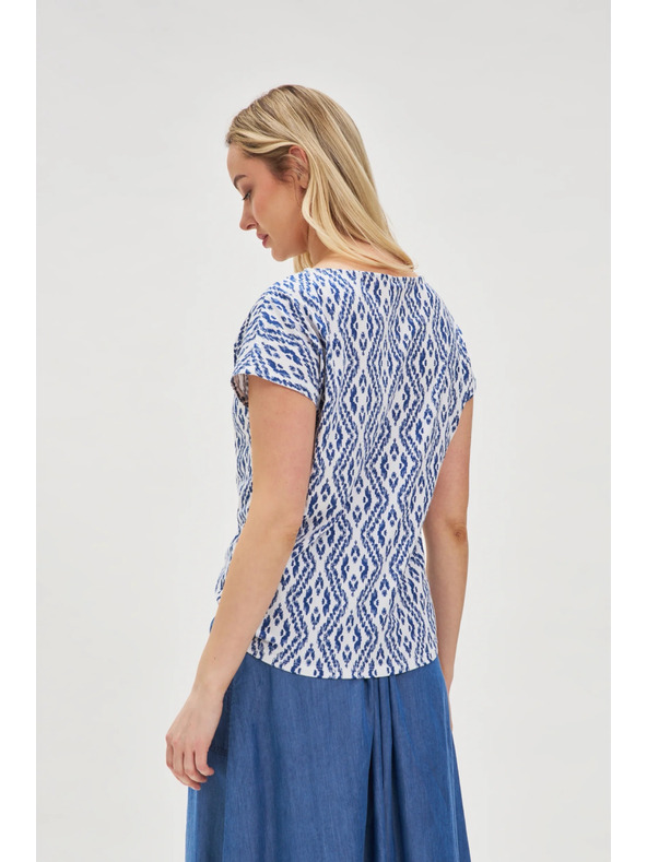 Moodo Синьо-бяла щампована тениска